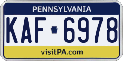 PA license plate KAF6978