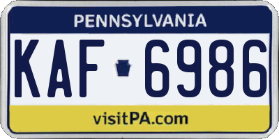 PA license plate KAF6986