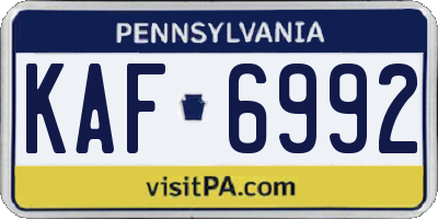 PA license plate KAF6992
