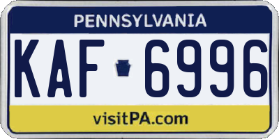 PA license plate KAF6996