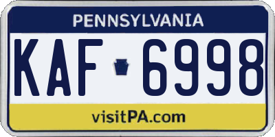 PA license plate KAF6998