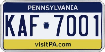 PA license plate KAF7001