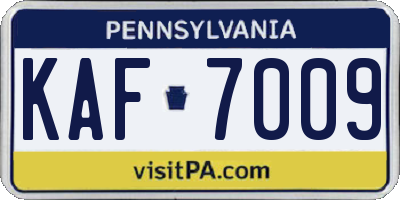 PA license plate KAF7009