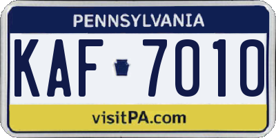 PA license plate KAF7010