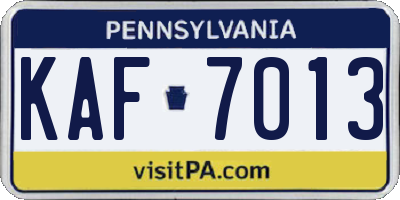 PA license plate KAF7013