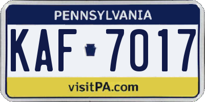 PA license plate KAF7017
