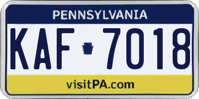 PA license plate KAF7018