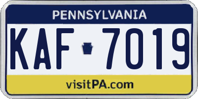 PA license plate KAF7019