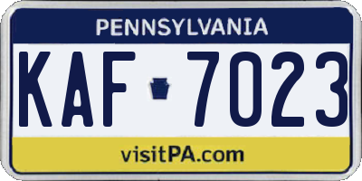 PA license plate KAF7023