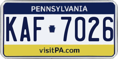 PA license plate KAF7026