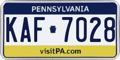 PA license plate KAF7028