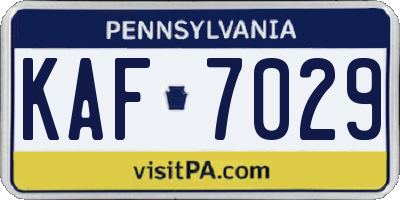 PA license plate KAF7029
