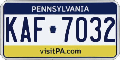 PA license plate KAF7032