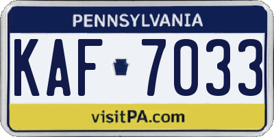 PA license plate KAF7033