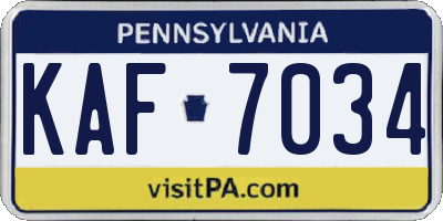 PA license plate KAF7034