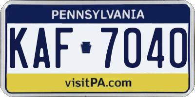 PA license plate KAF7040