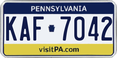 PA license plate KAF7042