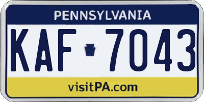 PA license plate KAF7043