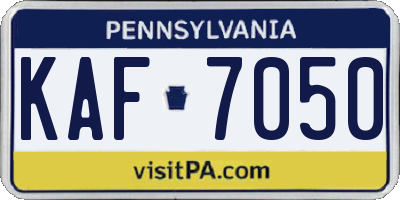 PA license plate KAF7050