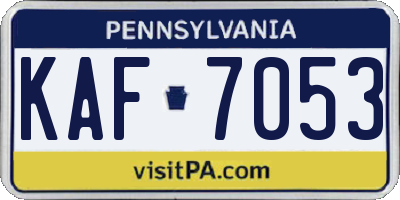 PA license plate KAF7053