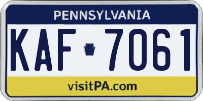 PA license plate KAF7061