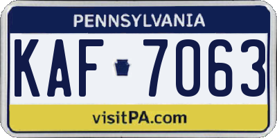 PA license plate KAF7063