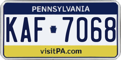 PA license plate KAF7068