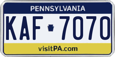 PA license plate KAF7070
