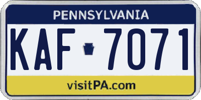 PA license plate KAF7071