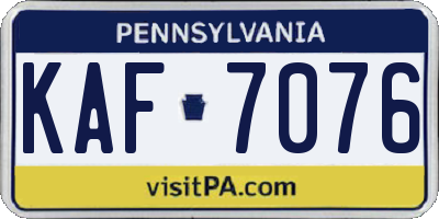 PA license plate KAF7076