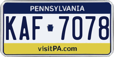 PA license plate KAF7078