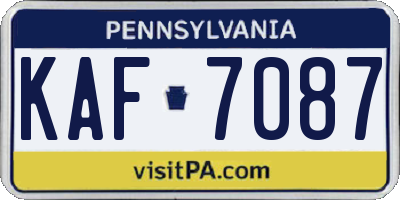 PA license plate KAF7087