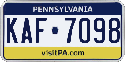 PA license plate KAF7098