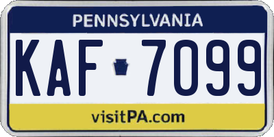 PA license plate KAF7099