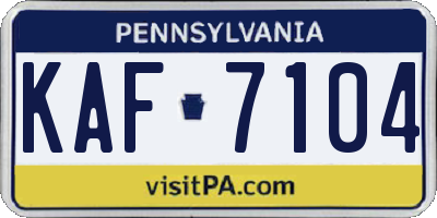 PA license plate KAF7104