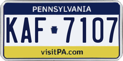 PA license plate KAF7107