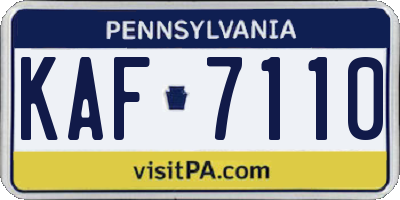PA license plate KAF7110