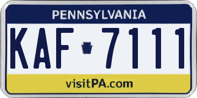 PA license plate KAF7111
