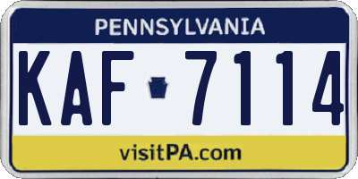 PA license plate KAF7114