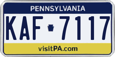 PA license plate KAF7117