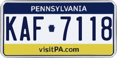 PA license plate KAF7118