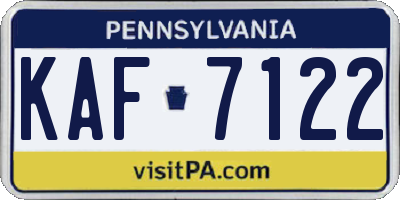 PA license plate KAF7122