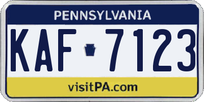 PA license plate KAF7123