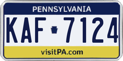 PA license plate KAF7124