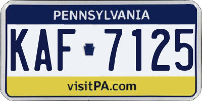 PA license plate KAF7125