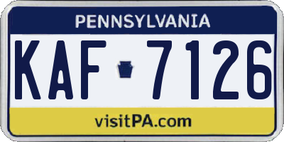 PA license plate KAF7126