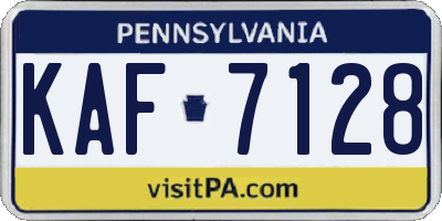 PA license plate KAF7128