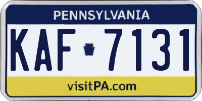 PA license plate KAF7131