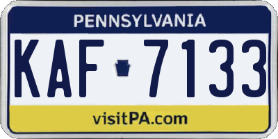 PA license plate KAF7133