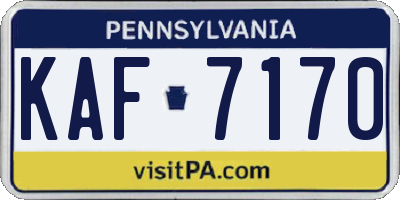 PA license plate KAF7170